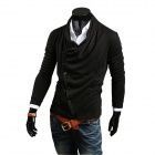 Moda Outono homens Knitting Sweater Cardigan - Preto (XL)