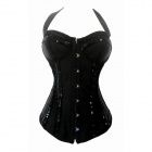 Sexy Lantejoula Neck Corset Linha para as Mulheres - Preto (