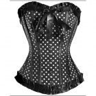 Bem-made Moda Ruffled Polka Dot Corset - preto + branco (tam