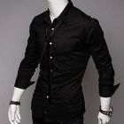 Homens Slim Fit camisa de manga comprida - Preto (Tamanho L)