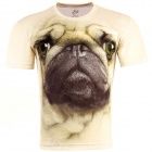 3D Impresso Estilo Pug manga curta T-shirt para Homens - Beg