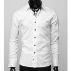 Homens emagrecimento Fit mangas compridas Shirt - White (L)