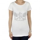 blusa algodão Padrão mangas curtas T-shirt Branco (tamanho M