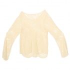 Moda Lady Lace Skeleton mangas compridas de algodão Blusa /