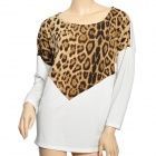 YLY-A3645 da Mulher Moda Sexy Leopard gola redonda padrão T-