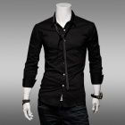 Homens Slim Fit camisa de manga comprida - Preto (Tamanho XL